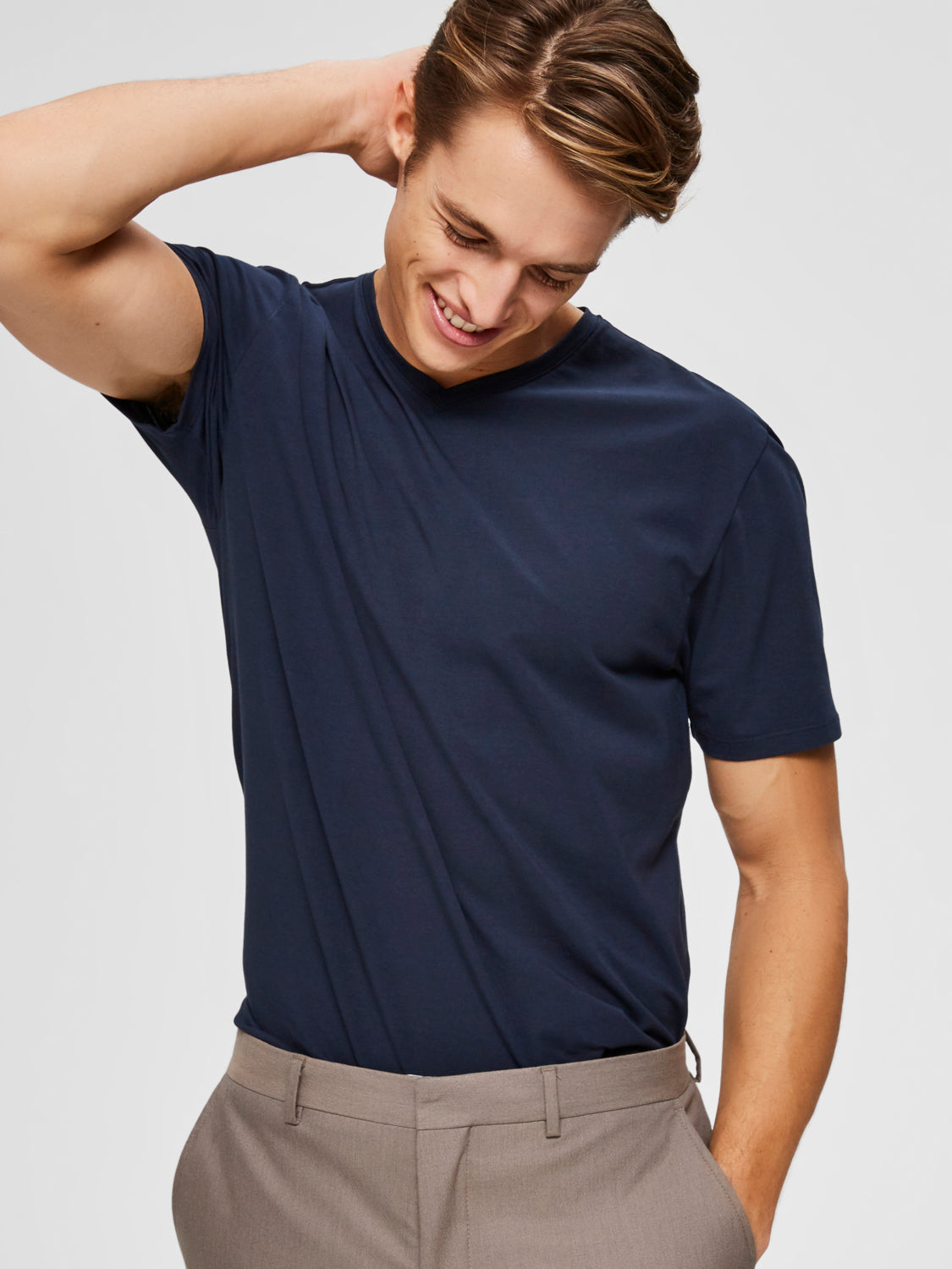 Pima V-Neck T-Skjorte - Blå/ Navy Blazer